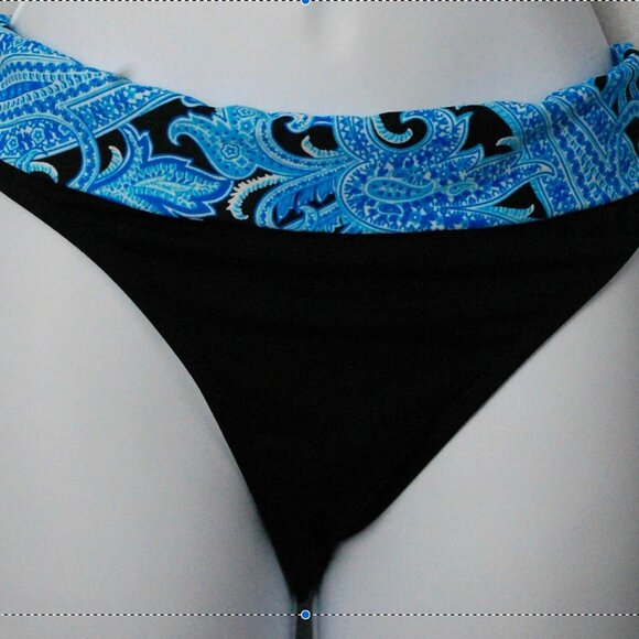 Chaps Navy w/ Light Blue Paisley Band Hipster Swimwear Bottoms Size 14 - Picture 1 of 1
